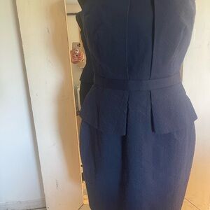 Banana Republic Blue Peplum Sheath Dress Sleeveless Work